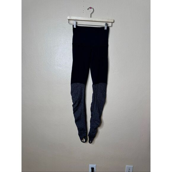 Lululemon Leggings Womens 4 Black Gray Wunder Under Stirrup Athleisure Yoga - Picture 1 of 8